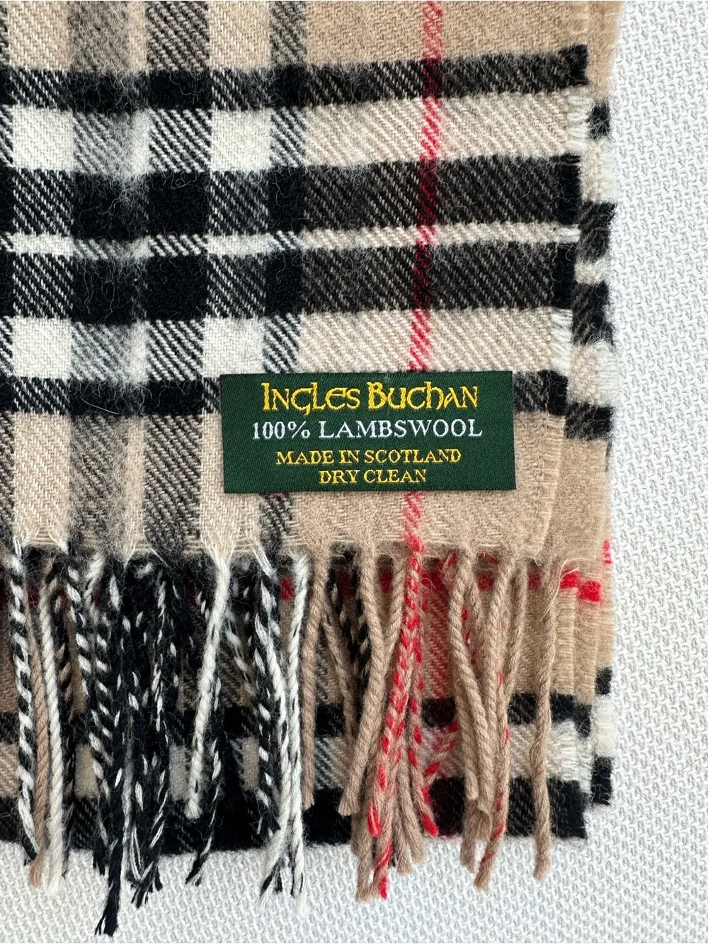NWT 100% Lambswool Ingles Buchanan Plaid Tartan Scotland Thomson Camel Plaid Tan